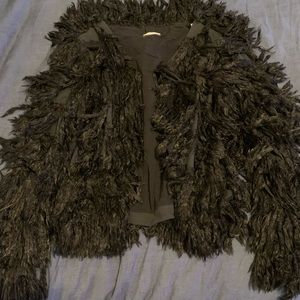 Skin stylish women’s jacket. Size Small. Black fringe-like design